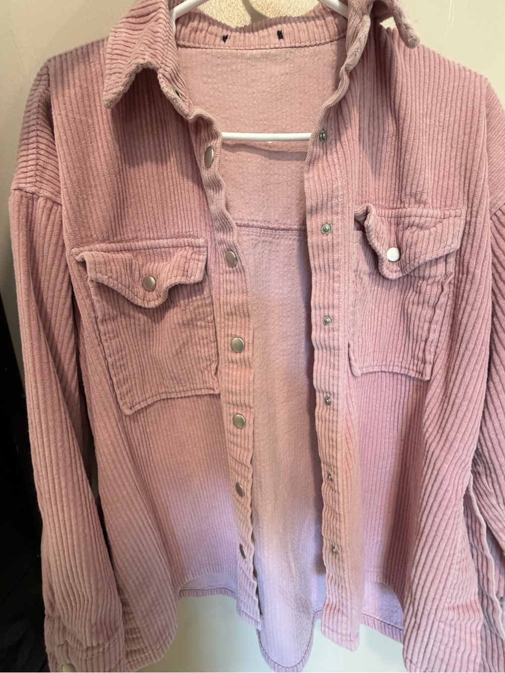 Forever 21 Dusty Pink Corduroy Snap-Front Shirt Jacket